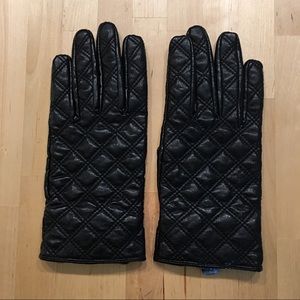 Uniqlo Faux Quilted Black Leather Gloves - M/L